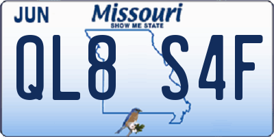 MO license plate QL8S4F