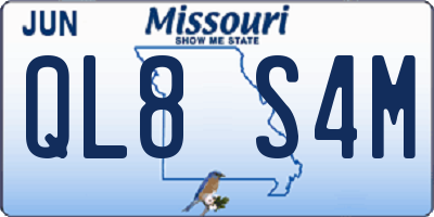 MO license plate QL8S4M