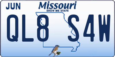 MO license plate QL8S4W