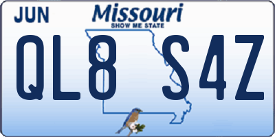 MO license plate QL8S4Z