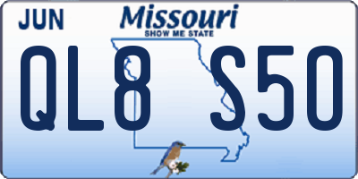 MO license plate QL8S5O
