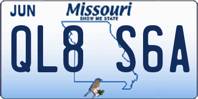 MO license plate QL8S6A