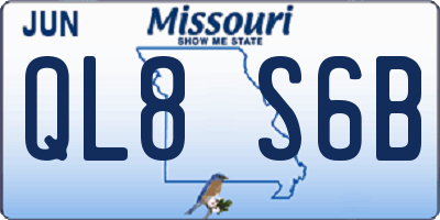 MO license plate QL8S6B