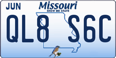 MO license plate QL8S6C