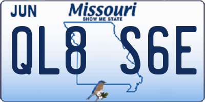 MO license plate QL8S6E