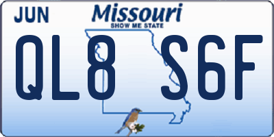MO license plate QL8S6F