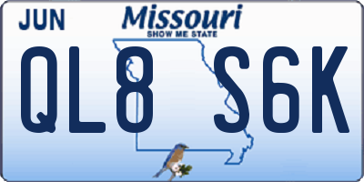 MO license plate QL8S6K