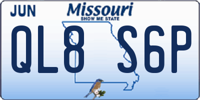 MO license plate QL8S6P