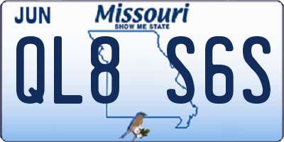 MO license plate QL8S6S