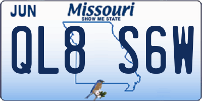 MO license plate QL8S6W