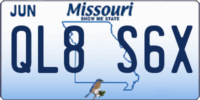 MO license plate QL8S6X