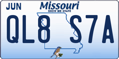 MO license plate QL8S7A