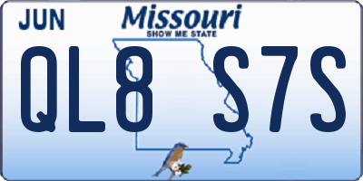 MO license plate QL8S7S