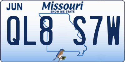 MO license plate QL8S7W