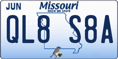 MO license plate QL8S8A
