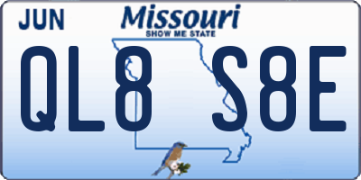 MO license plate QL8S8E