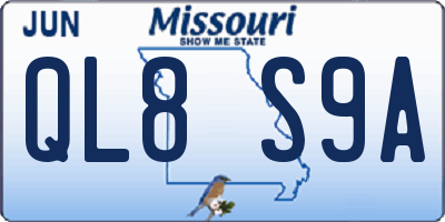 MO license plate QL8S9A