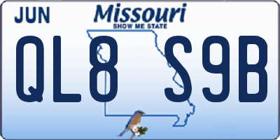 MO license plate QL8S9B