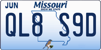 MO license plate QL8S9D