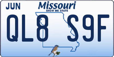 MO license plate QL8S9F