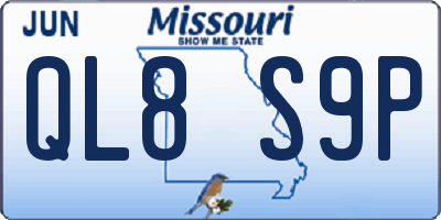MO license plate QL8S9P