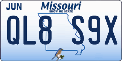 MO license plate QL8S9X