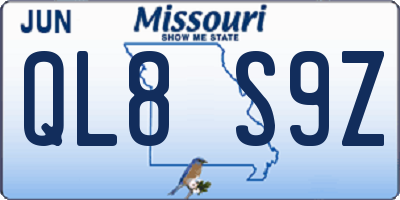 MO license plate QL8S9Z