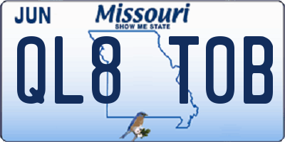MO license plate QL8T0B