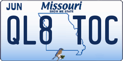 MO license plate QL8T0C