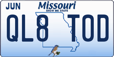 MO license plate QL8T0D