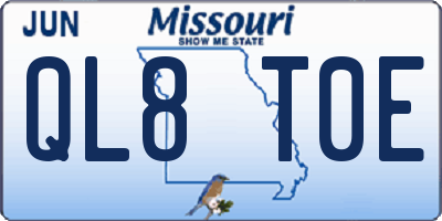 MO license plate QL8T0E