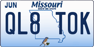 MO license plate QL8T0K