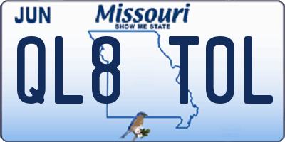 MO license plate QL8T0L