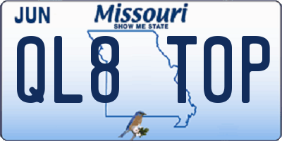 MO license plate QL8T0P