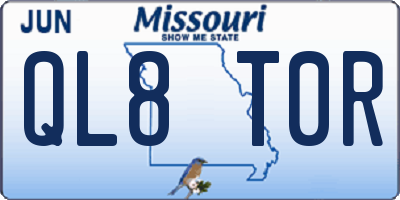 MO license plate QL8T0R
