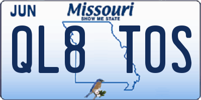 MO license plate QL8T0S