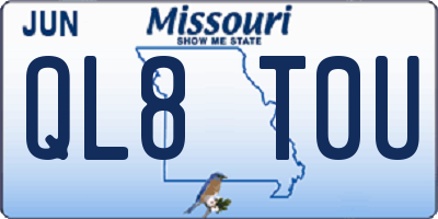 MO license plate QL8T0U