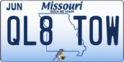 MO license plate QL8T0W