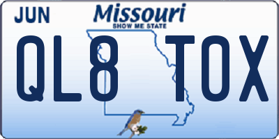 MO license plate QL8T0X