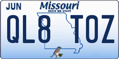 MO license plate QL8T0Z