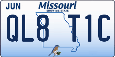 MO license plate QL8T1C