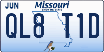 MO license plate QL8T1D