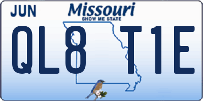 MO license plate QL8T1E