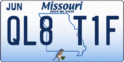 MO license plate QL8T1F