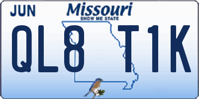 MO license plate QL8T1K