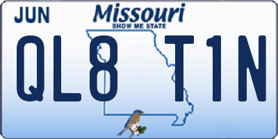 MO license plate QL8T1N
