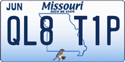 MO license plate QL8T1P
