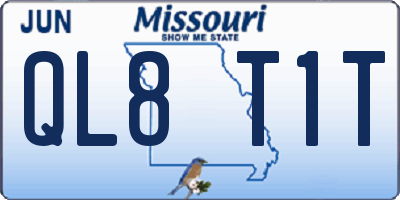 MO license plate QL8T1T