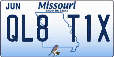 MO license plate QL8T1X