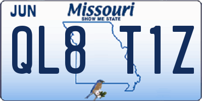 MO license plate QL8T1Z